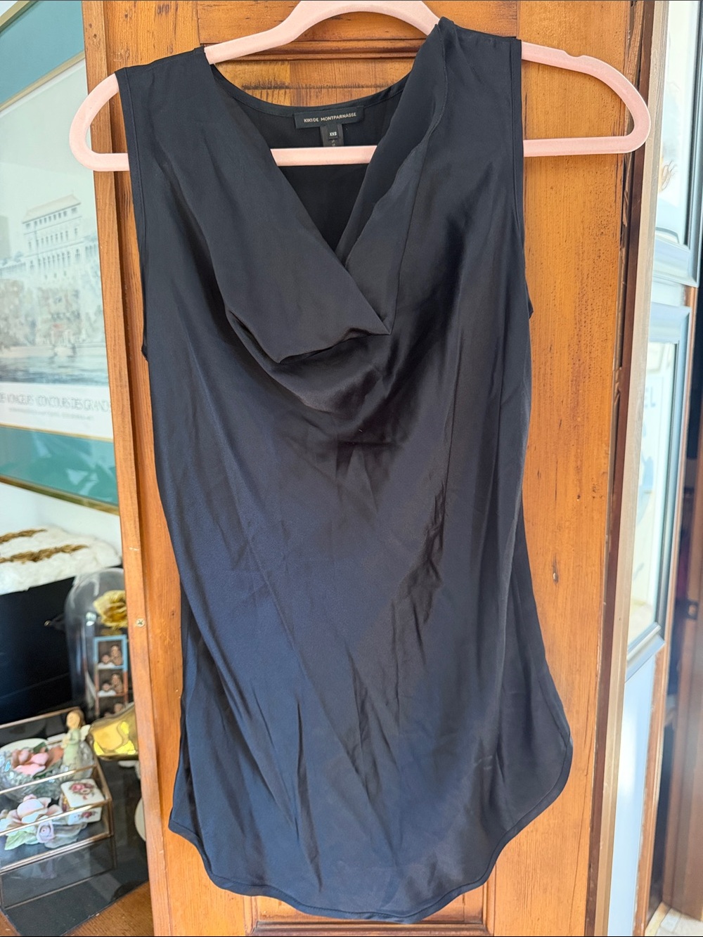 Kiki de Montparnasse Black Sleeveless Draped Neck Top